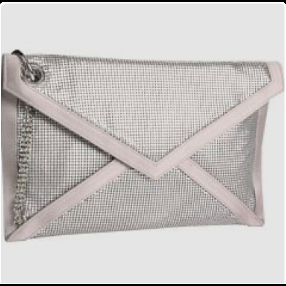 BCBGMAXAZRIA Metal Mesh Oversized Wristlet clutch